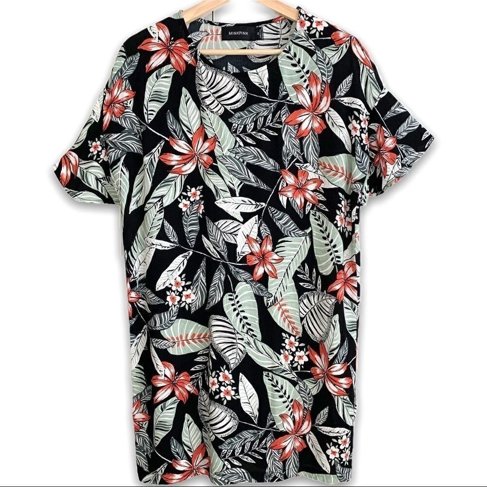 Minkpink Tropical Flutter Sleeve Shift Dress
